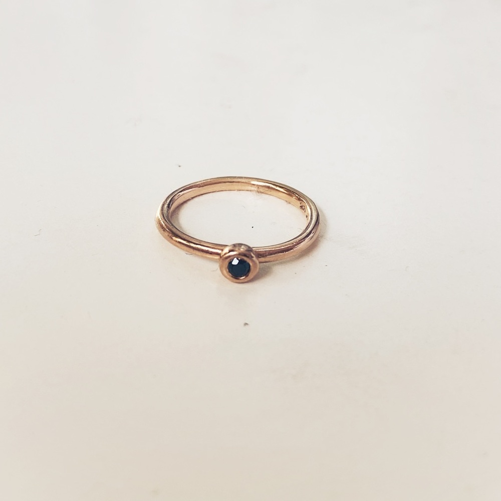 Gemvara 14k rose gold stack ring black diamond 5.5